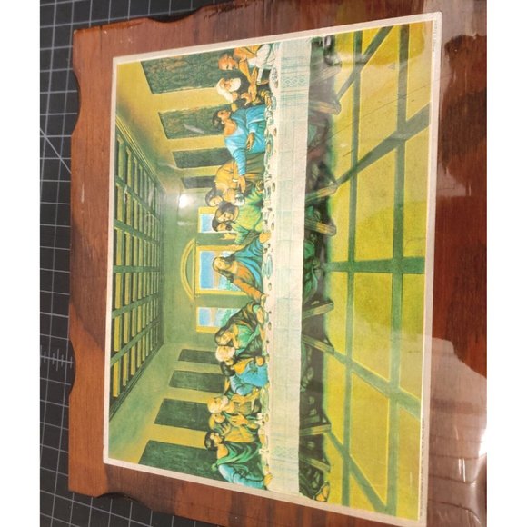 Vtg 1980 Scafa Tornabene The Last Supper Art Painted In England Religious Plaque - Picture 2 of 16